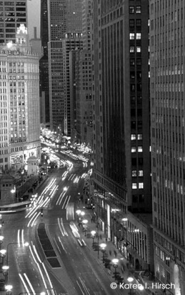 Michigan Avenue at the holidays in black & white